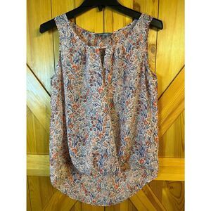 Daisy Fuentes Sheer Floral Keyhole Blouse Sleeveless Scoop Neck Size Medium (892